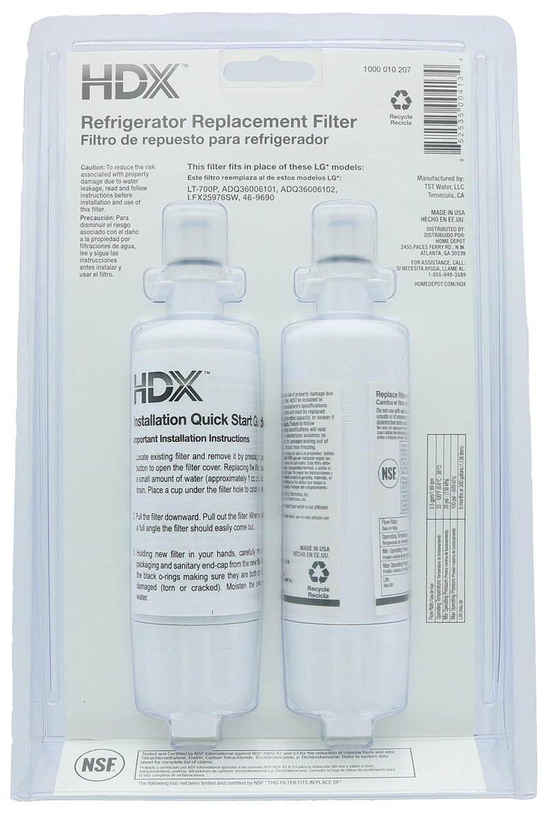 HDX FML-3 Replacement Water Filter / Purifier for LG Refrigerators (2 Pack) - Image 2